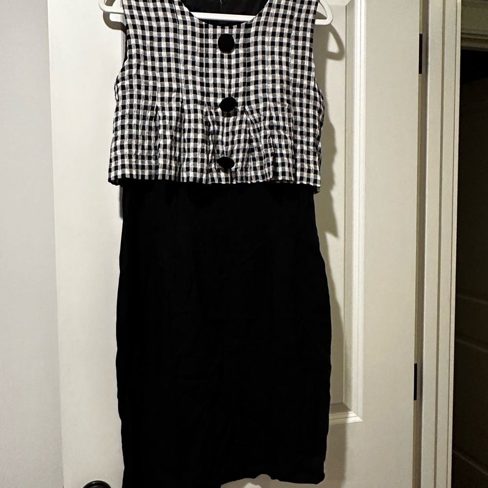 Black and White Gingham Vintage Dress Size 6-8